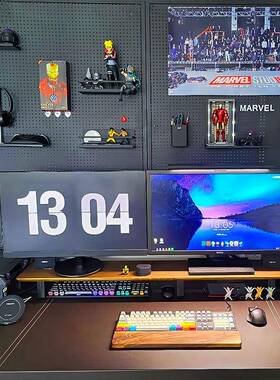 洞洞板电饰竞墙隔板置物上架IAW书房电脑桌装书桌纳架收展示架