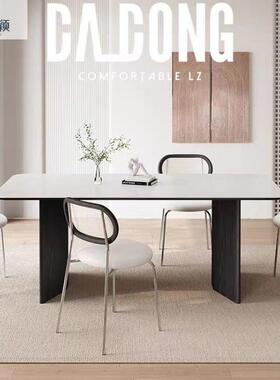 新款极简餐设计师实木岩板板桌纯RNK白岩餐桌桌意式家用饭家具餐