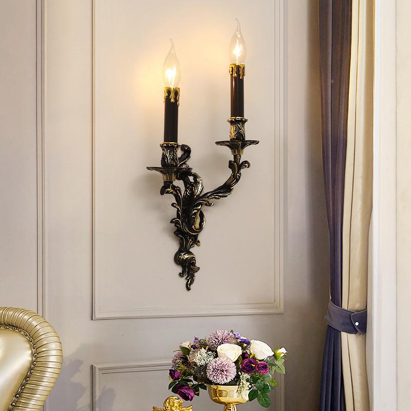 法式全铜壁灯室客卧VOR厅背景室睡房书房餐厅走廊过道内黑色墙个