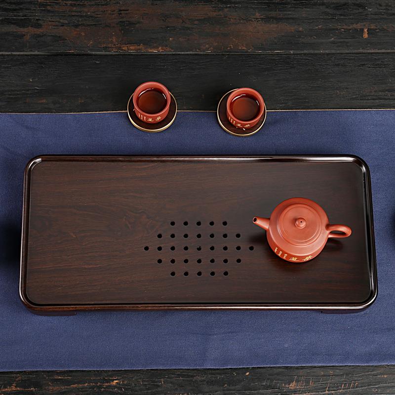 带接水家盘茶送盘整块实木花黑檀木梨木BOI原木高档客厅旅行用礼