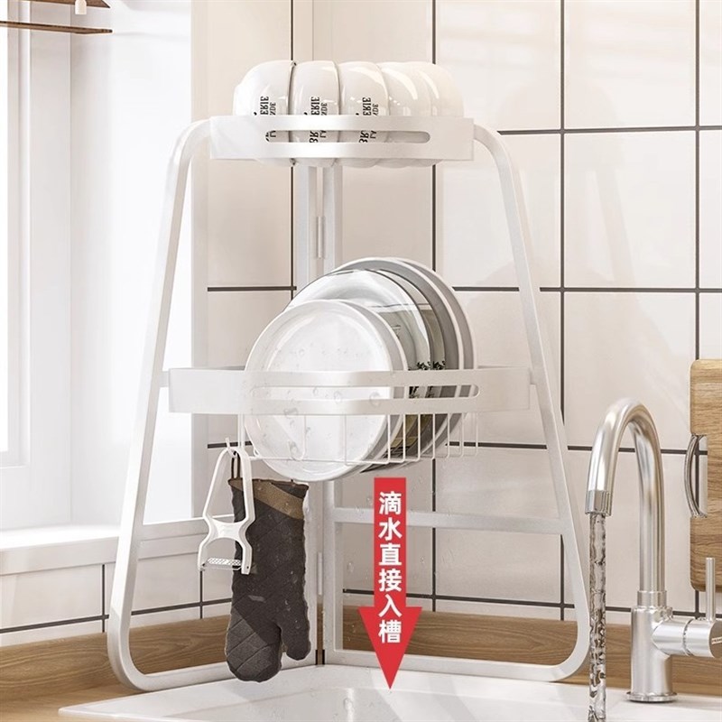 厨房台面三角区置物架放碗碟架转角架台面省空Q间收纳碗筷窄款小