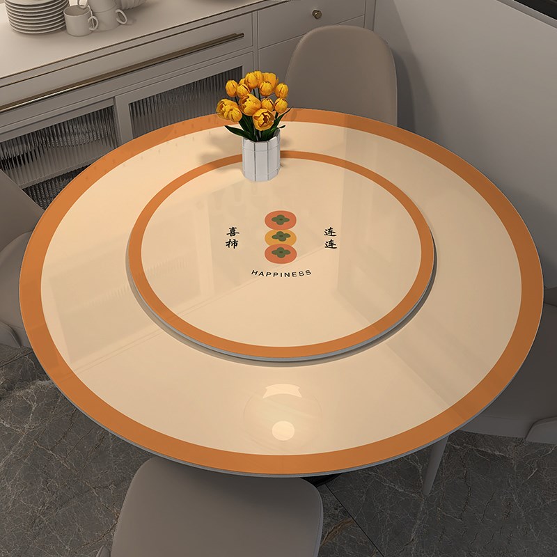 圆形餐桌桌布软玻璃免洗防油防水餐桌垫茶几垫圆桌台布轻奢高级感