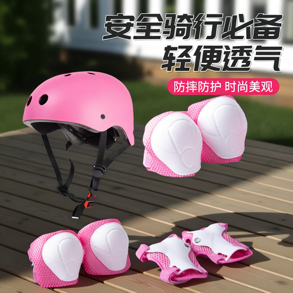 儿童滑板护具套装男女童平衡车轮滑头盔护具套装护手护肘护膝全套