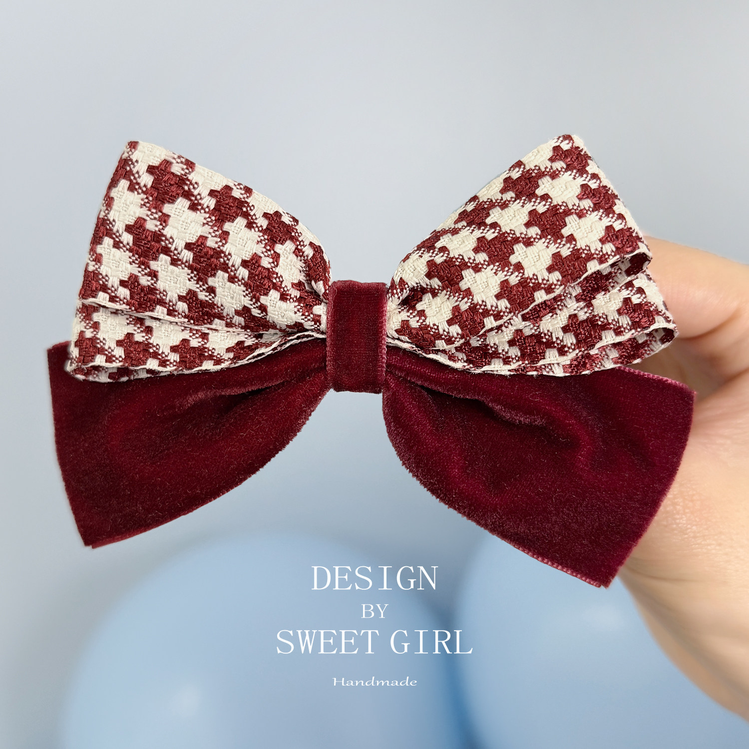 【3件8折】蝴蝶结儿童发夹小女孩洋气顶夹复古格纹学院风女童头饰