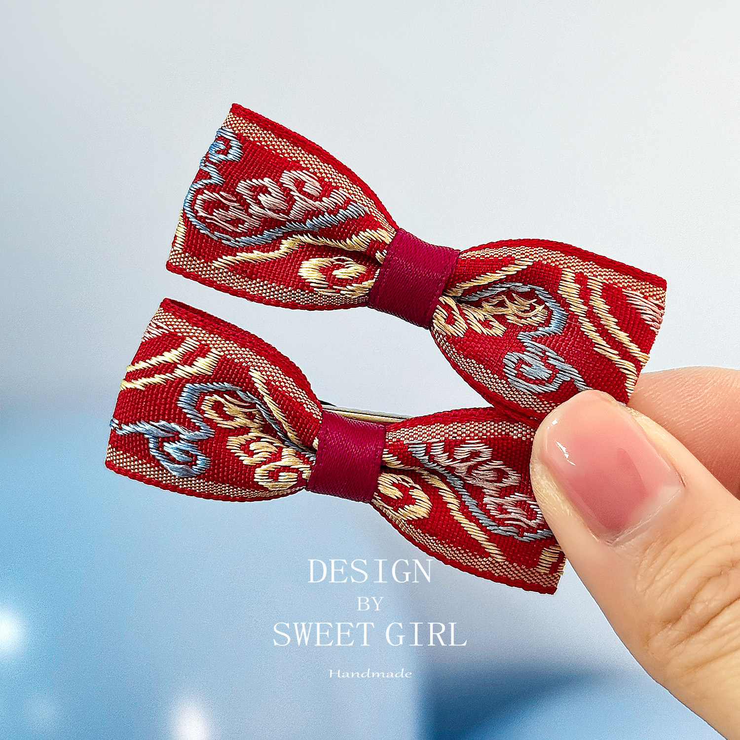 【3件8折】新年儿童蝴蝶结发夹2026新款女孩国风头饰宝宝侧边发夹