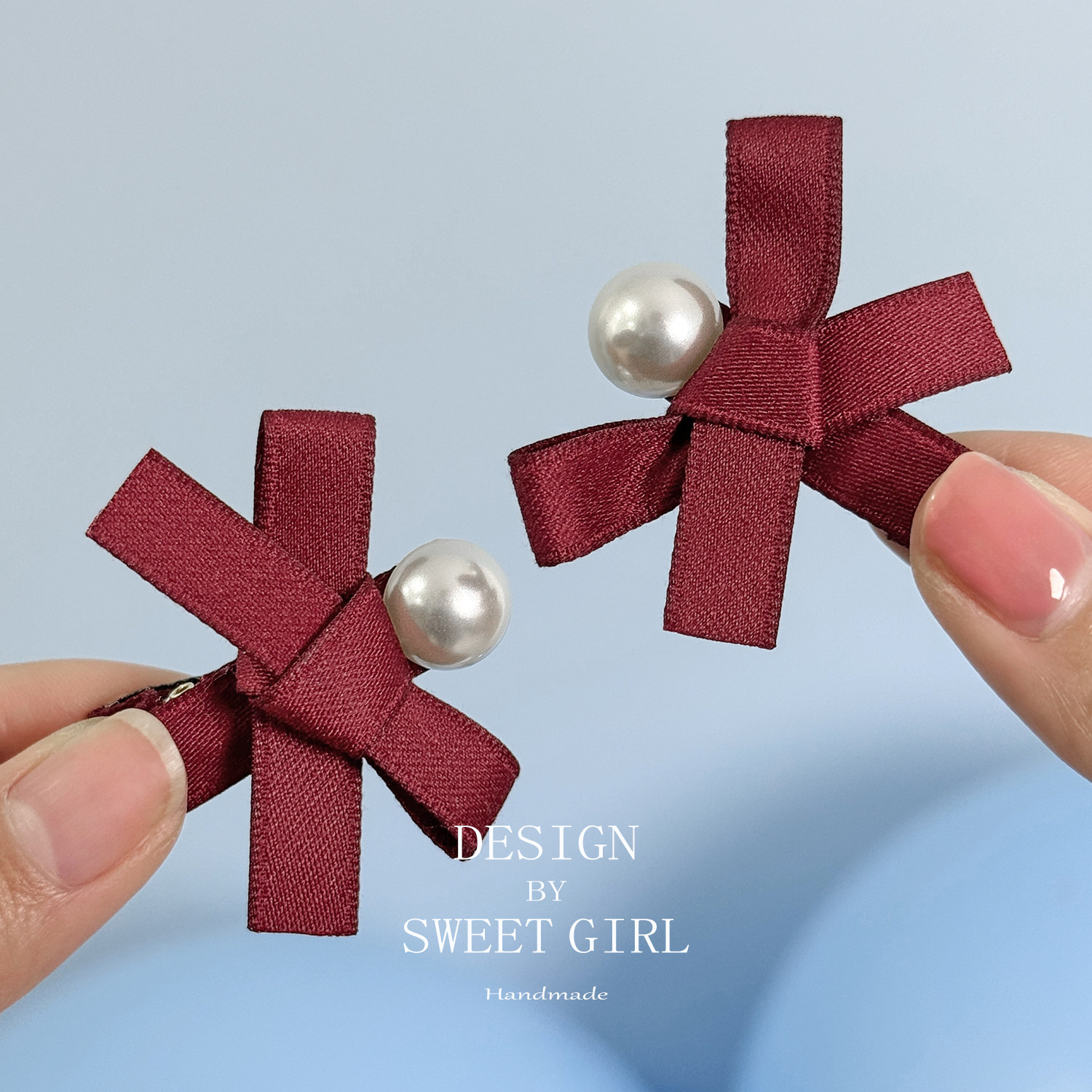 【3件8折】酒红色蝴蝶结发夹儿童头饰对夹小女孩宝宝发卡2026新款