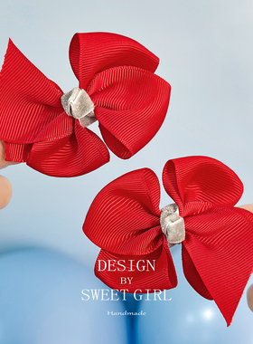 【3件8折】儿童新年发饰红色蝴蝶结女孩发夹宝宝过年头饰2026新款