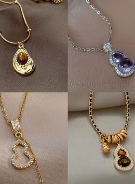 项链真金锁骨vintage锆石高级感