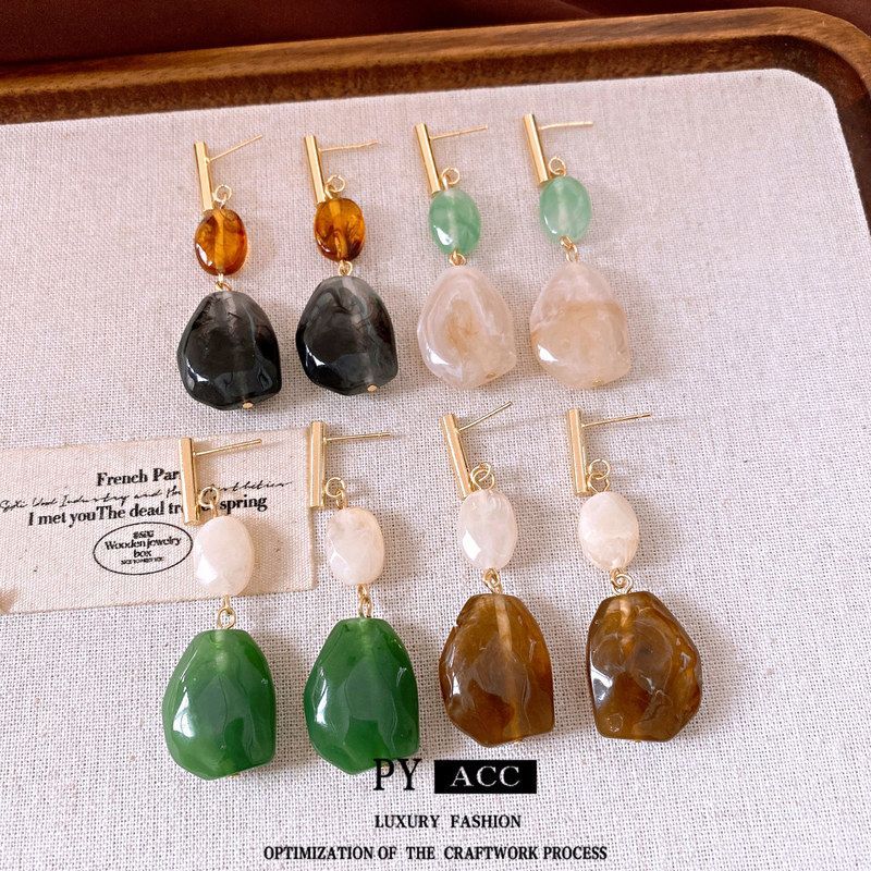 耳饰银针耳钉树脂几何圆形时尚复古轻奢耳环吊坠高级感简约设计感