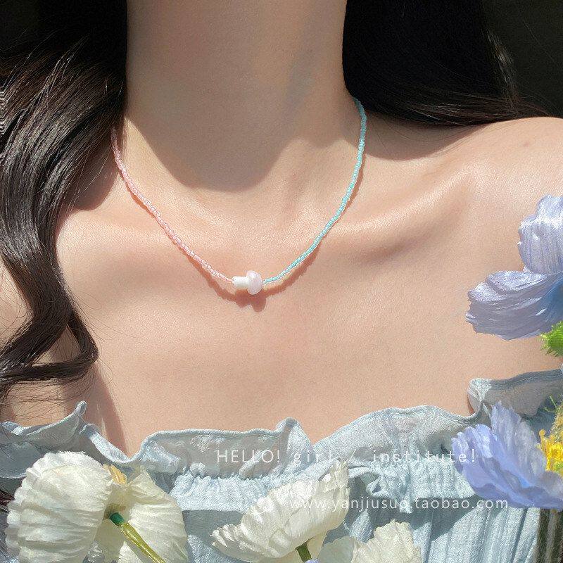 配饰挂脖春夏超火多巴胺 朱古力脆脆长款串珠蘑菇2025女项链新款