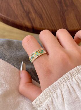 轻奢高级感戒国潮个性食指滴油