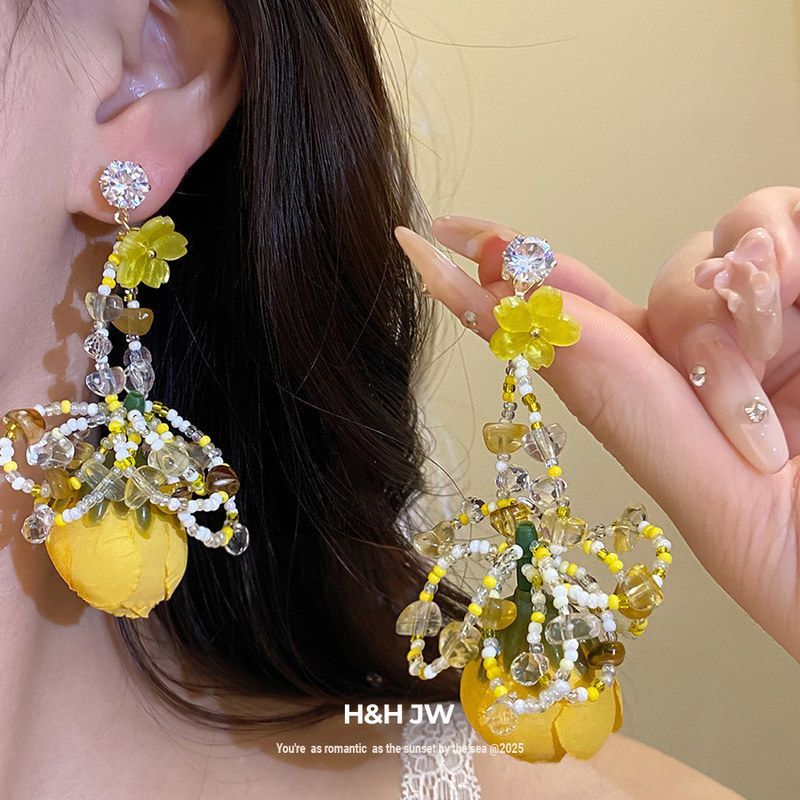 银针度假风简约布艺轻奢批发花朵