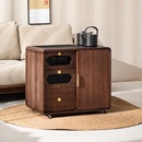 胡桃木茶水柜茶台茶桌边柜侧柜烧水壶茶几家用下置水桶茶吧几柜子