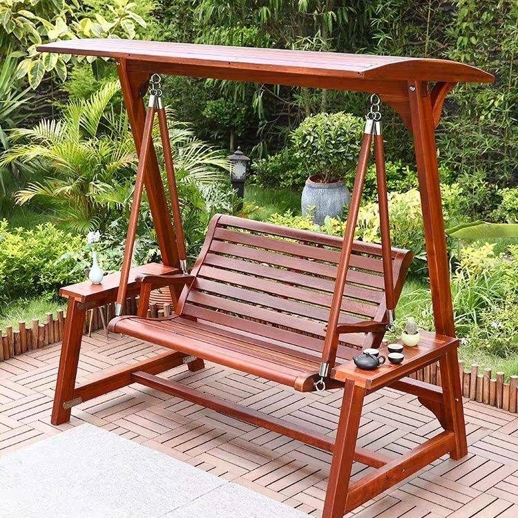 秋千双人户外防腐木庭院休闲家用阳台吊椅室外花园实木摇椅儿童