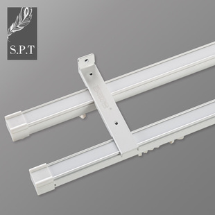 窗帘杆滑轨滑轮支架双直轨弯曲侧装顶装滑轮滑道单窗帘轨道定制