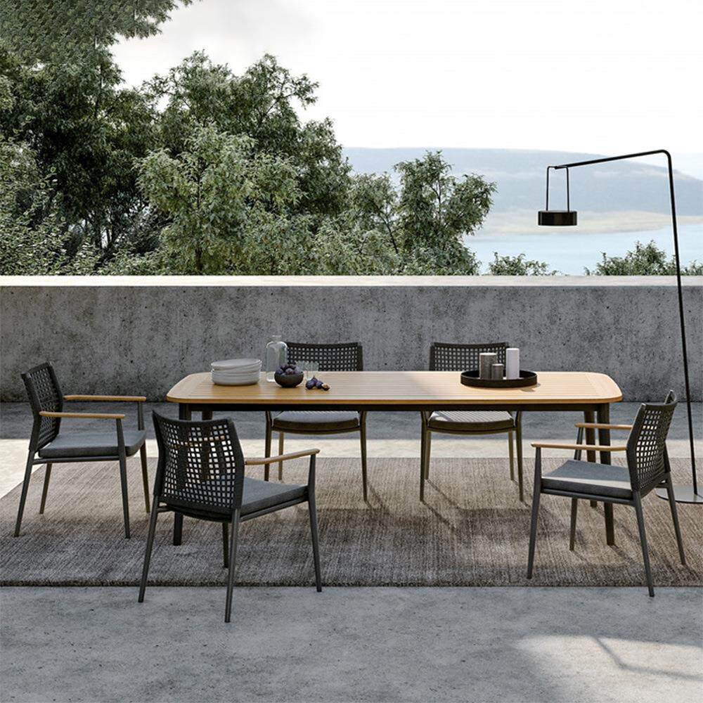 北欧户外藤编阳台桌椅休闲庭院室外别墅花园柚木组合防水防晒家具