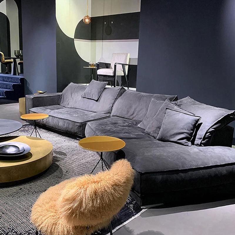 baxter布达佩斯沙发极简大斜角磨砂布奶油风真皮羽绒异形沙发