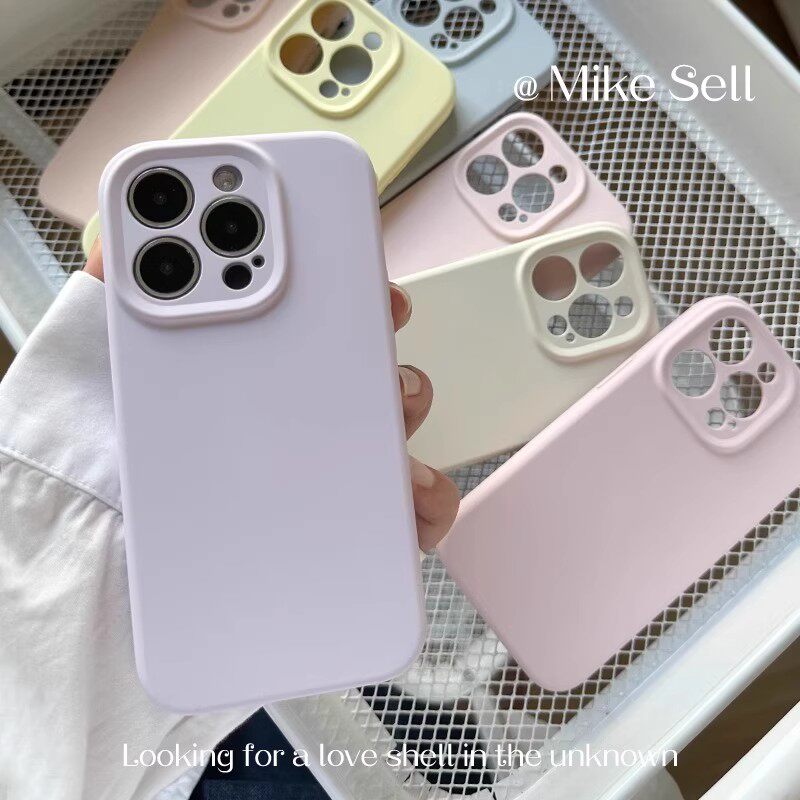 奶油浅紫镜头全包适用iPhone17苹果16/15promax手机壳14液态硅胶13软壳12纯色简约高级精孔网红女防摔Air小众