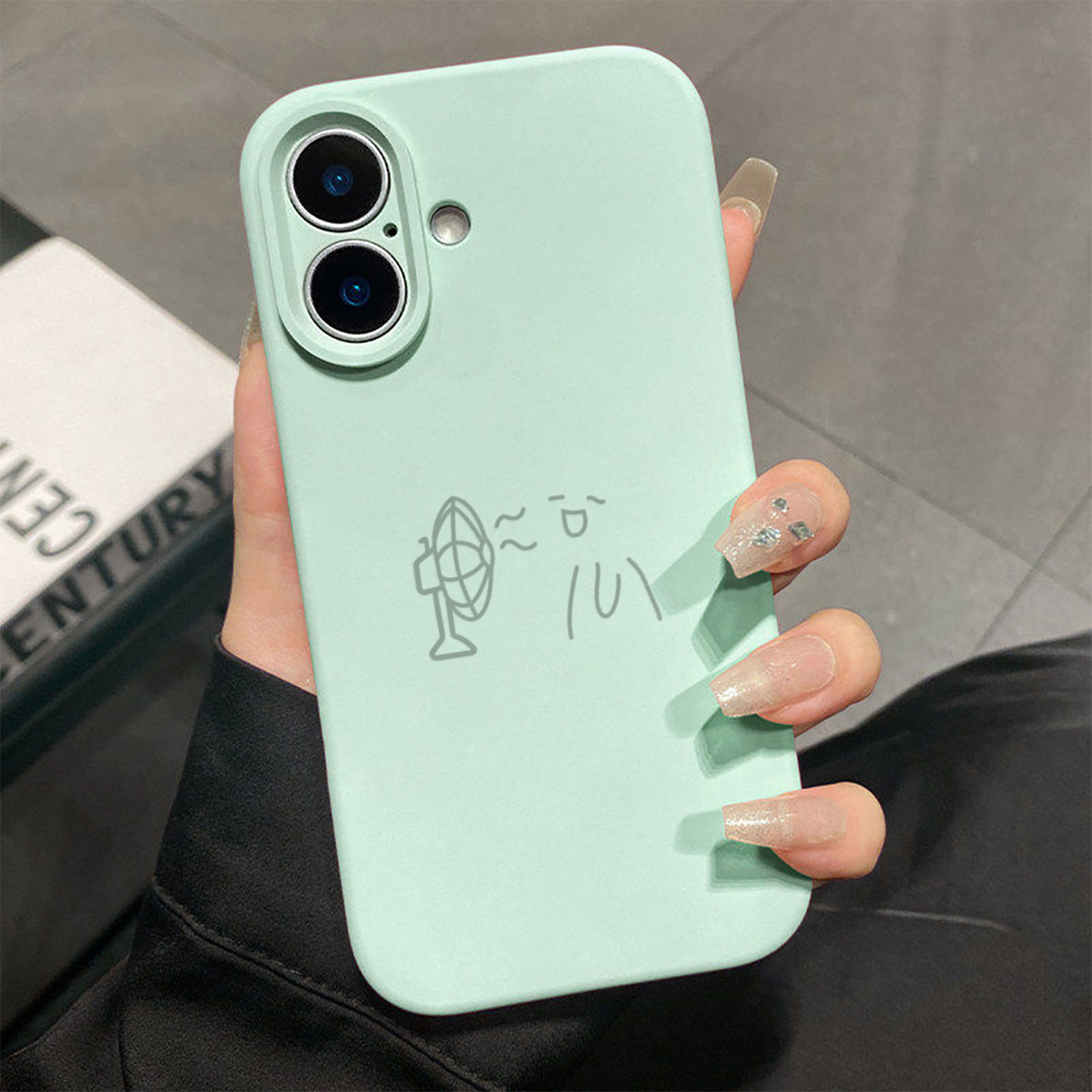 吹风扇小人适用于苹果17promax手机壳液态硅胶iPhone16pro保护套情侣15新款创意14超好看独特13全包12超火软