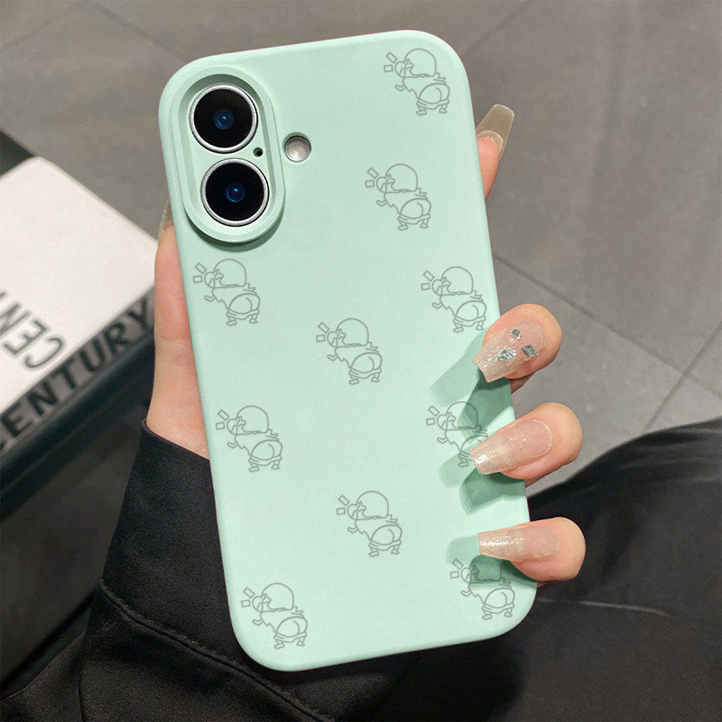 满屏翘屁小新适用于苹果17promax手机壳液态硅胶iPhone16pro保护套情侣15新款创意14超好看独特13全包12超火