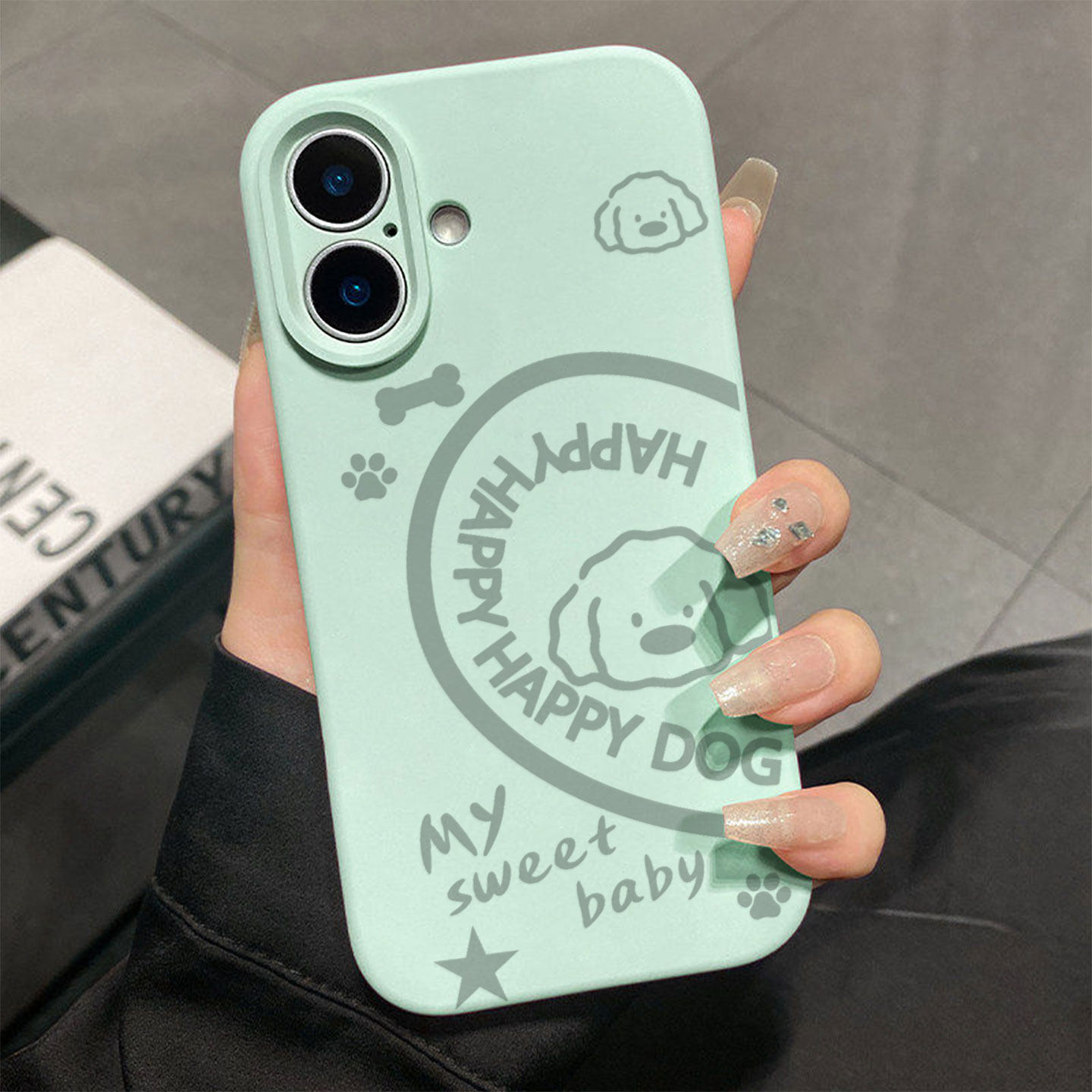 爱心英文小狗适用于苹果17promax手机壳液态硅胶iPhone16pro保护套情侣15新款创意14超好看独特13全包12超火