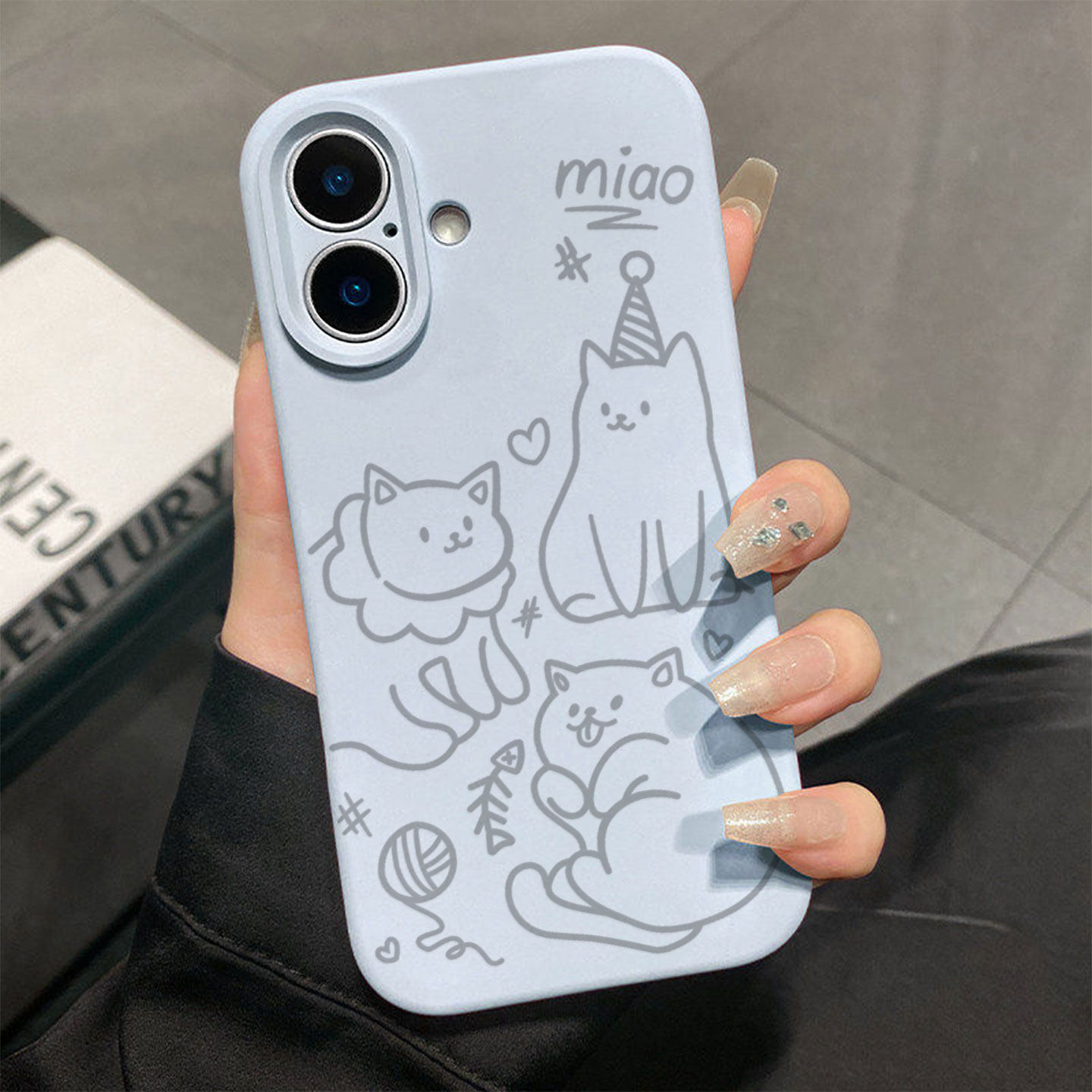 三只可爱小猫适用于苹果17promax手机壳液态硅胶iPhone16pro保护套情侣15新款创意14超好看独特13全包12超火