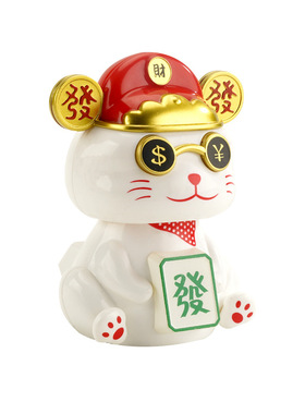 招财熊猫摆件开业生意兴隆礼物前台自动摇手店铺收银前台发财熊猫