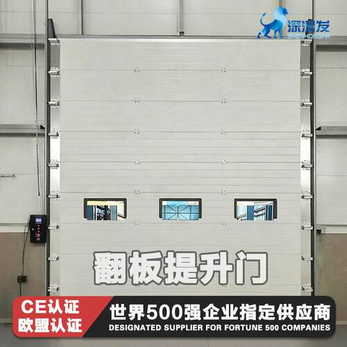 厂区大门工业滑升门双层彩钢板工业提升翻板门防火隔热升降翻板门