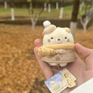 日系角落生物冬日围巾猫咪芭菲杯挂件迷你毛绒公仔迷你可爱摆件