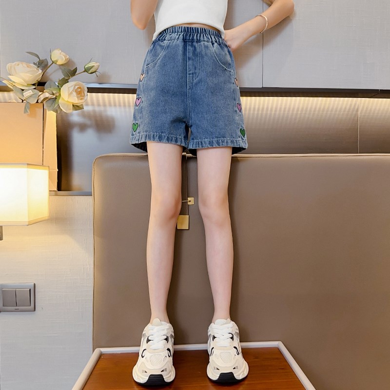 女童短裤夏季2024新款儿童宝z宝宽松外穿高腰中大童宽松薄牛仔热