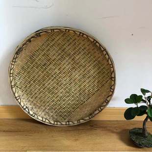 饰农家竹 竹制品竹编簸箕有孔无孔竹筛子家用晾G晒圆米筛纯手工装
