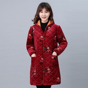 中老年女棉衣保暖工作Z服外套棉 四川省服加绒加厚罩衣妈妈中长款