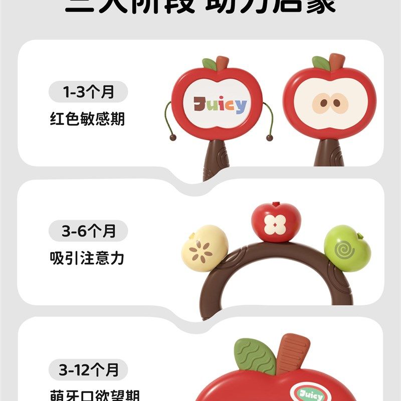 拨浪鼓婴儿可啃咬新k生儿摇铃鼓宝宝0一1岁玩具小月龄6个月沙锤3-