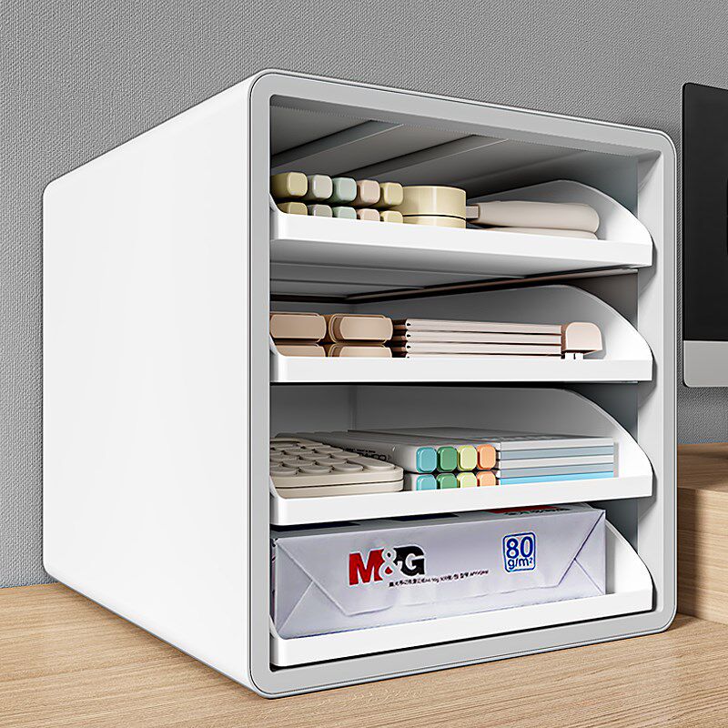 文件收纳架桌面抽l屉开放式工位整理神器多层柜子办公桌上A4置物