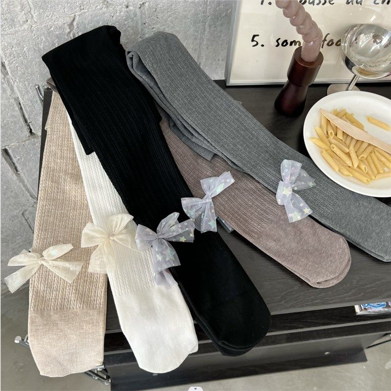 女童打底b裤春秋冬款薄绒宝宝加绒连脚袜裤白色外穿中厚儿童连裤