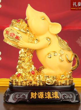 老鼠摆件财源滚滚招n财十二生肖鼠创意客厅电视柜办公室酒柜装饰