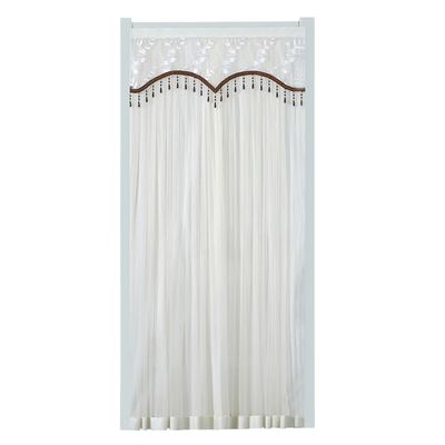 防蚊门帘2d023新款透光不透人蕾丝纱帘卧室家用免打孔魔术贴纱门