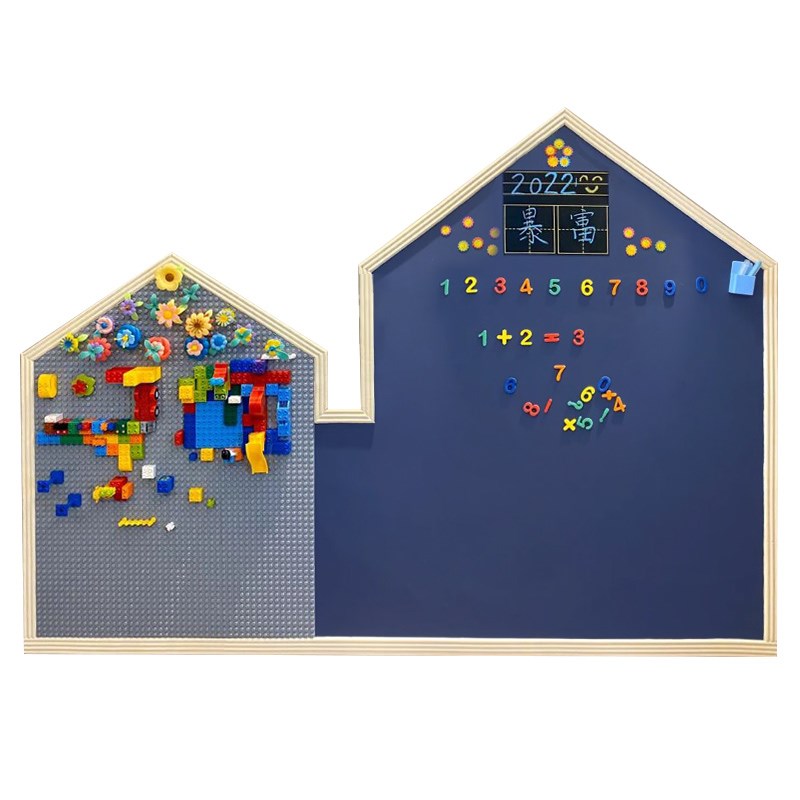 双层涂鸦磁性黑板墙贴积木墙儿童家E用可擦写字板画画板装饰白板