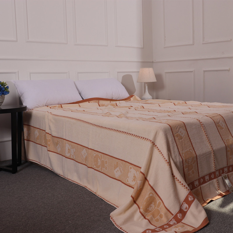 纯棉单双人老式毛巾被全棉加厚毛巾毯H子怀旧线毯学生盖毯床单夏