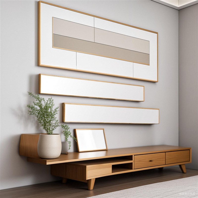 横幅细长条免装裱油画框带u画布带框定制大尺寸简约手绘油画框丙