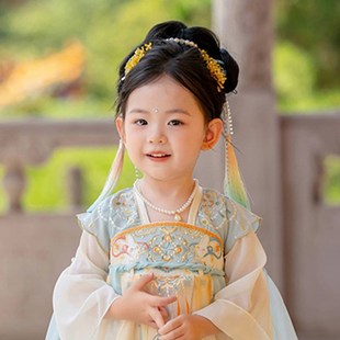 拾月儿童古风超仙发饰女童汉服头饰中国风仙气新中式流.苏对夹飘