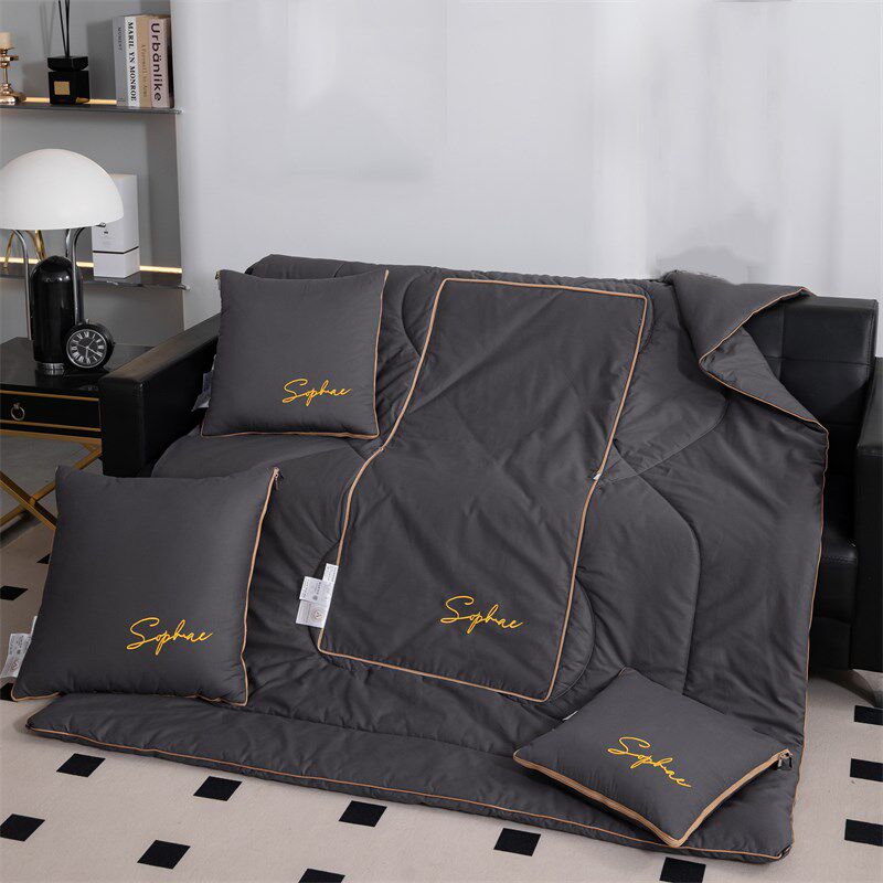 纯棉抱枕被子两用高档车内空调被办公室L沙发床上二合一午睡毯子