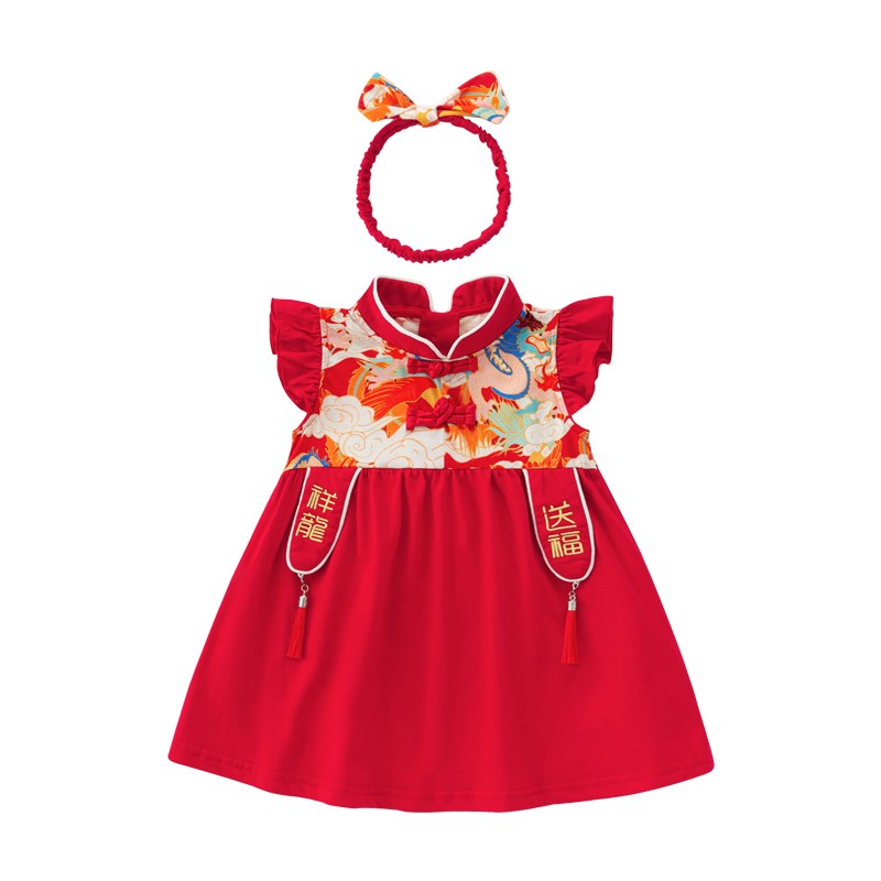 周岁女宝宝礼服新k年拜年婴儿公主裙子抓周百天宴一周岁旗袍连衣