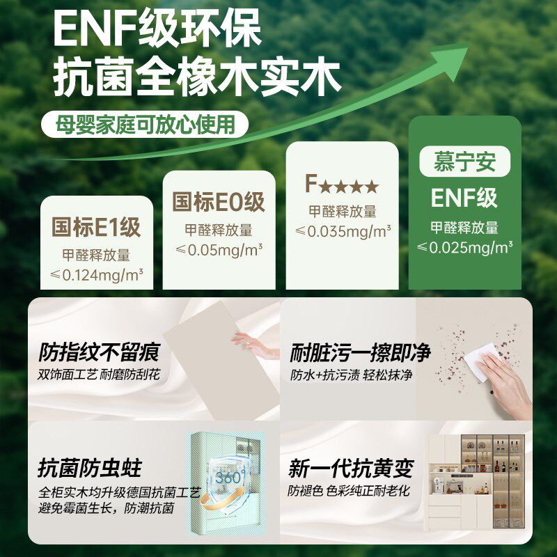 全实木橡木定g制餐边柜客厅家用收纳储物橱柜靠墙一体高柜玻璃碗