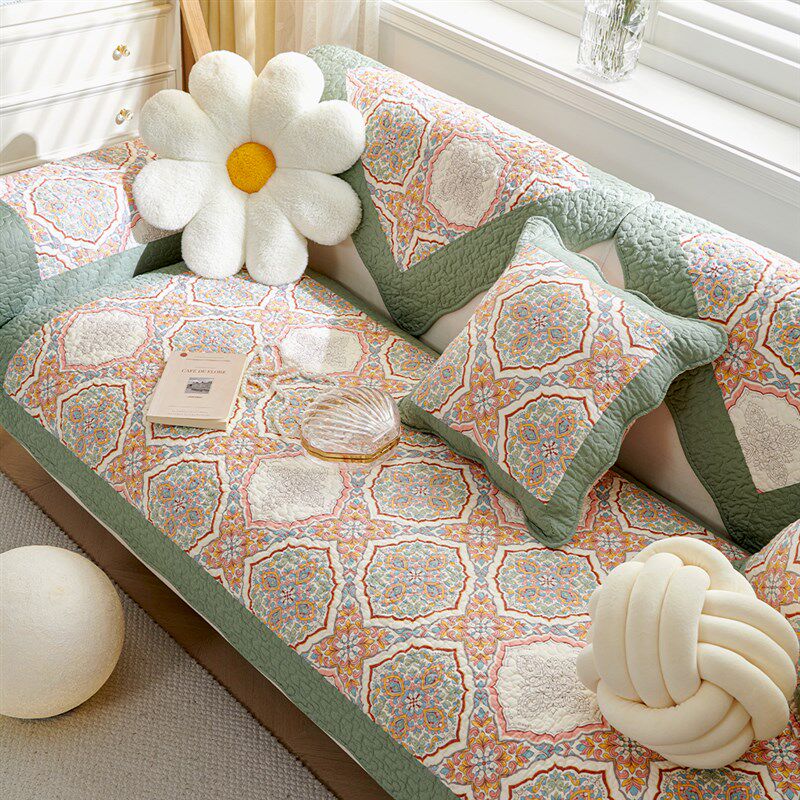 美式纯棉沙发垫水洗棉四季通用沙发坐垫子防滑布艺盖布.巾全棉套