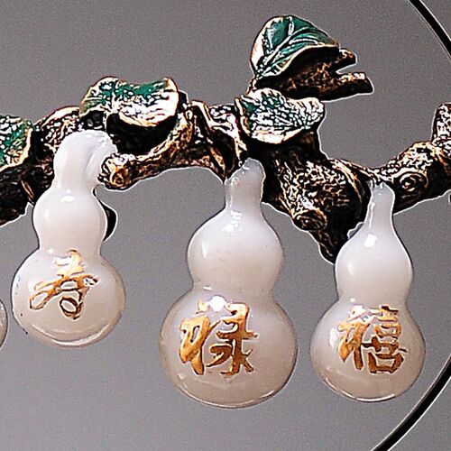 新中式鹿装饰办公室桌面工艺品A轻奢玄关客厅葫芦摆件乔迁