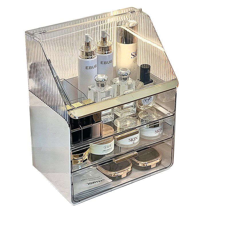 化妆品收纳盒桌面梳妆台口红护y肤品防尘大容量箱置物架高级感盒