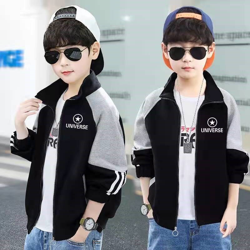 开衫无帽卫衣春i款中大童春秋冬洋气休闲男童外套儿童运动加绒男