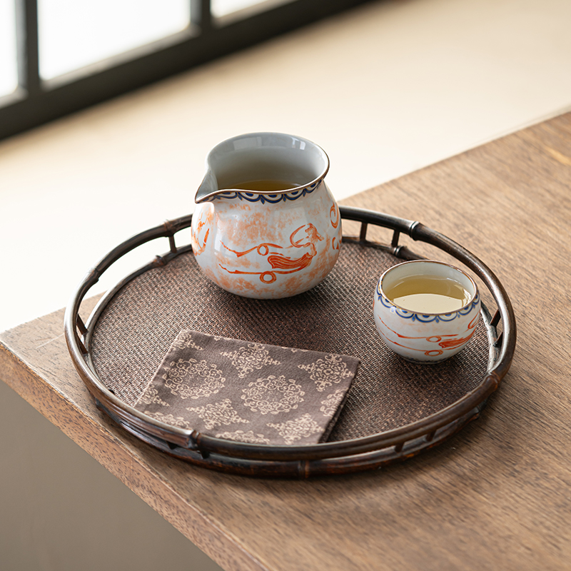 敦煌飞天汝窑公道杯茶漏组陶瓷茶滤家用公杯匀杯茶海功夫茶具配件