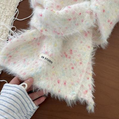 软绵绵毛茸茸彩色糖豆可爱围巾学生保暖柔软围脖女士2025SS秋冬季